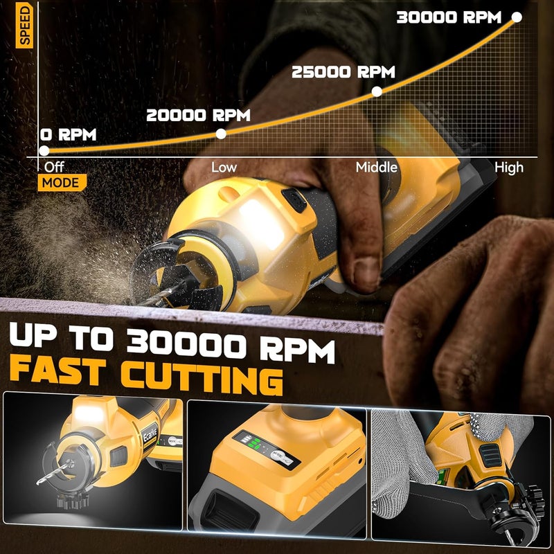Ecarke Cordless Drywall Cutting Tool Compatible with DeWALT Battery: Up to 30000 RPM Brushless Router 20v Saw with 3 Speed Adjustable,Drywall Rotary Tool for Sheetrock,Wood,Plywood(Tool Only) - Image 4